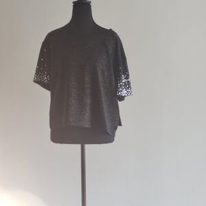 NWT Karl Lagerfeld Black Short Sleeve Sequin Top